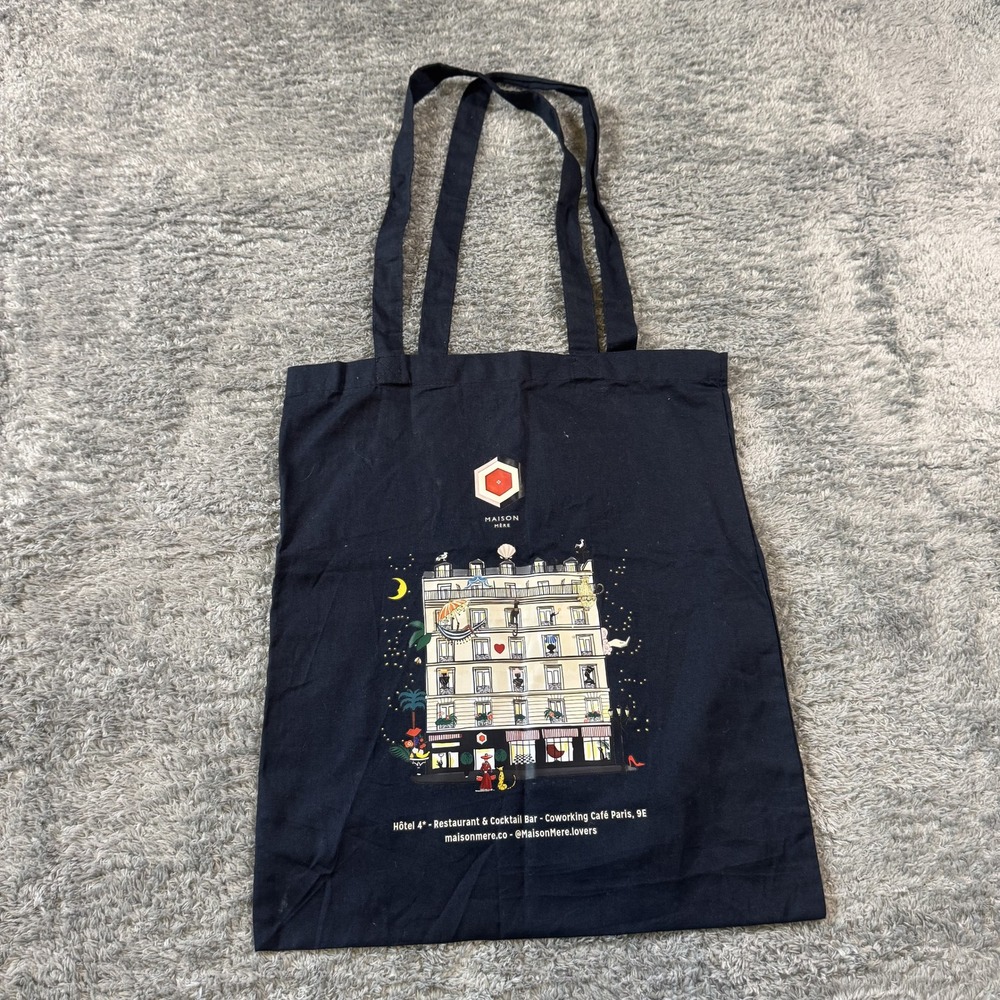 Maison‎ Mere Paris Hotel Tote Bag OS Black Graphic Cotton Canvas
